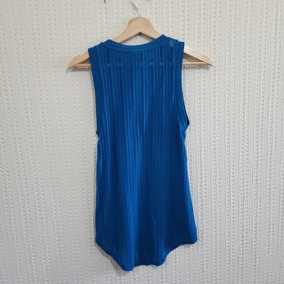 Ivy Park Pointelle Knit Sleeveless Tank Top in Blue Women's Size X-Small - Picture 3 of 10